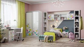 Детская комната Флер (Белый/корпус Выбеленное дерево) в Иркутске - irkutsk.katalogmebeli.com | фото