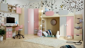 Детская комната Грэйси (Розовый/Серый/корпус Клен) в Иркутске - irkutsk.katalogmebeli.com | фото