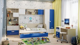Детская комната Скай Люкс (Синий/Белый/корпус Клен) в Иркутске - irkutsk.katalogmebeli.com | фото