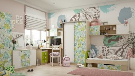 Детская комната Твит (Белый/Зеленый/корпус Клен) в Иркутске - irkutsk.katalogmebeli.com | фото