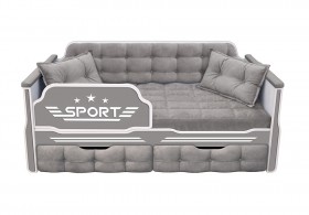 Кровать 160 серии Спорт 2 ящика 45 Серый (подушки) в Иркутске - irkutsk.katalogmebeli.com | фото