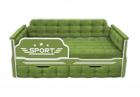 Кровать 160 серии Спорт 2 ящика 76 Зелёный (мягкие боковые накладки) в Иркутске - irkutsk.katalogmebeli.com | фото