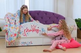 Кровать детская Эльза с бортиком Принцесса Белый/Фиолетовый в Иркутске - irkutsk.katalogmebeli.com | фото