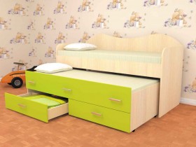 Кровать детская Нимфа двухместная 2.0 Дуб молочный/Лайм в Иркутске - irkutsk.katalogmebeli.com | фото