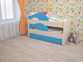 Кровать детская Радуга 1600 Млечный дуб/Голубой в Иркутске - irkutsk.katalogmebeli.com | фото