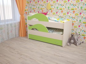 Кровать детская Радуга 1600 Млечный дуб/Салатовый в Иркутске - irkutsk.katalogmebeli.com | фото