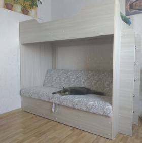 Кровать двухъярусная с диваном (Беленый дуб) в Иркутске - irkutsk.katalogmebeli.com | фото