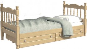 Кровать одинарная Аленка из массива сосны 800*1890 Сосна в Иркутске - irkutsk.katalogmebeli.com | фото 1