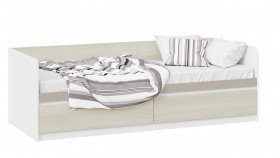 Кровать «Сканди» с 2 ящиками Дуб Гарден/Белый/Глиняный серый в Иркутске - irkutsk.katalogmebeli.com | фото