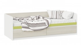 Кровать «Сканди» с 2 ящиками Дуб Гарден/Белый/Зеленый в Иркутске - irkutsk.katalogmebeli.com | фото