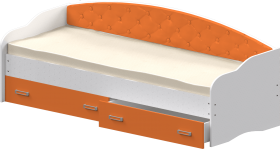 Кровать Софа-8 с мягкой спинкой (900х1900) Белый/Оранжевый в Иркутске - irkutsk.katalogmebeli.com | фото