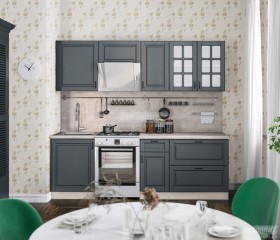 Кухня Регина 24 2,4 м (Серый матовый/Белый) в Иркутске - irkutsk.katalogmebeli.com | фото