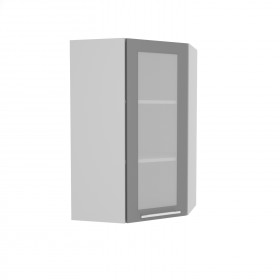 Квадро ВПУС 550 шкаф верхний угловой со стеклом высокий (Черника/корпус Серый) в Иркутске - irkutsk.katalogmebeli.com | фото