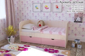 Мальвина Кровать детская 2 ящика 1.8 Розовыйй глянец в Иркутске - irkutsk.katalogmebeli.com | фото
