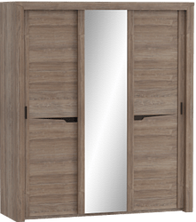 Шкаф трехдверный Соренто с раздвижными дверями Дуб стирлинг/Кофе структурный матовый в Иркутске - irkutsk.katalogmebeli.com | фото 1